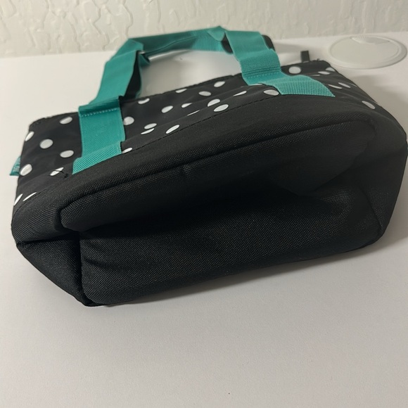 3/$20 Polka Dot lunch Tote Bag - Black and Teal - Picture 8 of 10